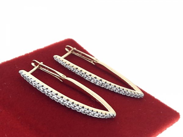 0120 Kolczyki złote pozłacane wiszące 18k cyrkonie 