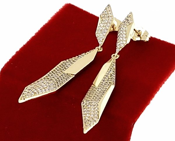 4793 Kolczyki złote pozłacane cyrkonie wiszące 14K Xuping 