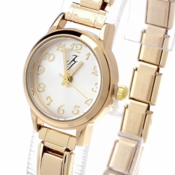 4150 Zegarek złoty na gumce modułowy stal nierdzewna rozciągliwy