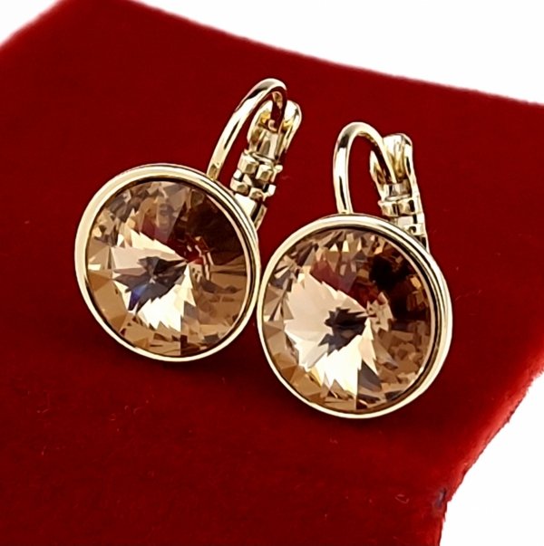 3459 Kolczyki złote pozłacane 14k wiszące Austrian Crystal 