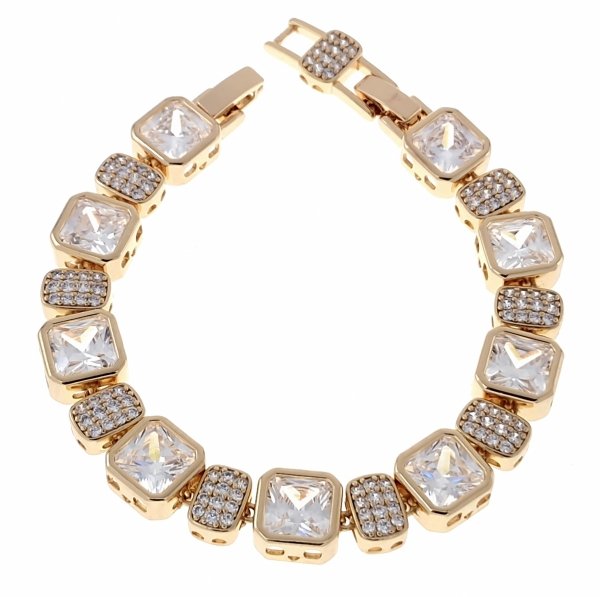 2479 Bransoletka elegancka złota 17+2cm pozłacana 18k cyrkonie