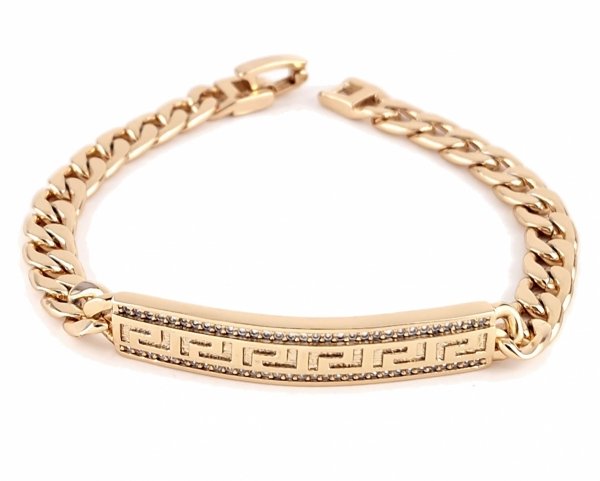 1360  Bransoletka złota cyrkonie pozłacana 18k 19cm 6mm Xuping 