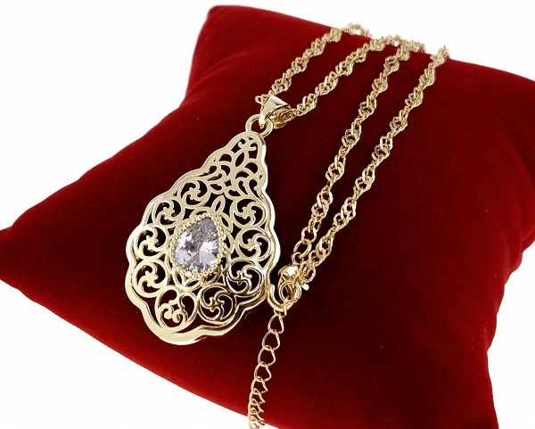 sz02 Złoty łańcuszek naszyjnik 46+5cm pozłacany 14k 