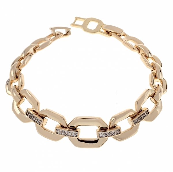 3946 Bransoletka cyrkonie złota 19cm pozłacana 18k Xuping