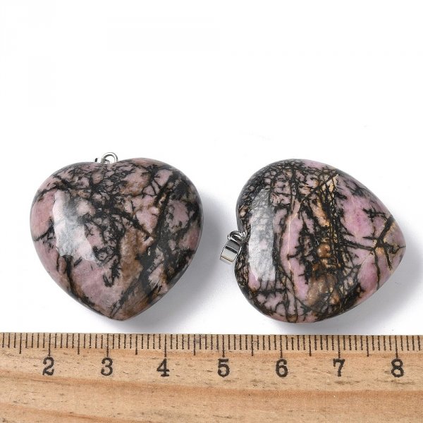 3732k Zawieszka rodonit kamień naturalny serce