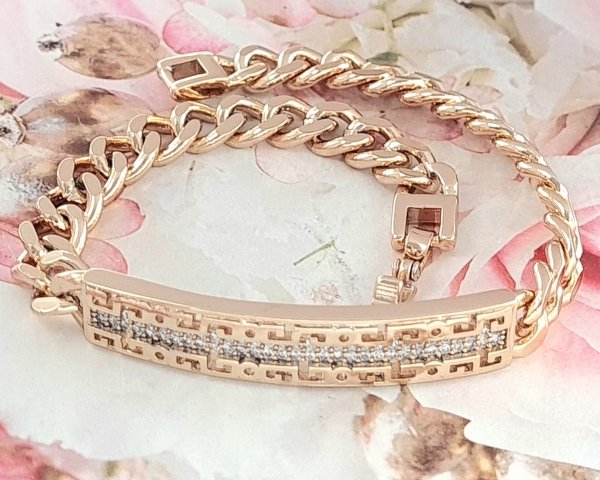 2402 Bransoletka złota cyrkonie 19cm pozłacana 18K Xuping