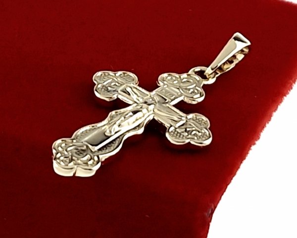 4293 Złota zawieszka błyszcząca pozłacana 14k Xuping krzyż