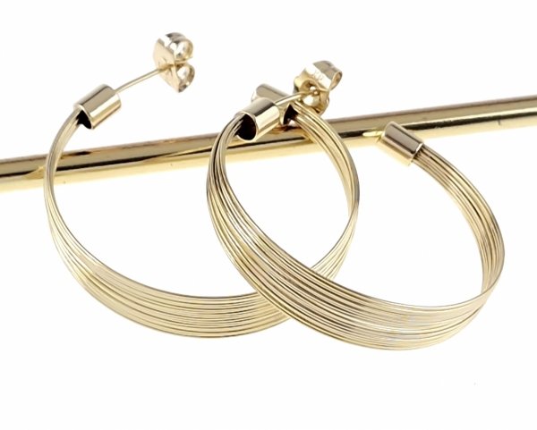 3248 Kolczyki złote pozłacane wiszące 14K Xuping koła 3,6cm
