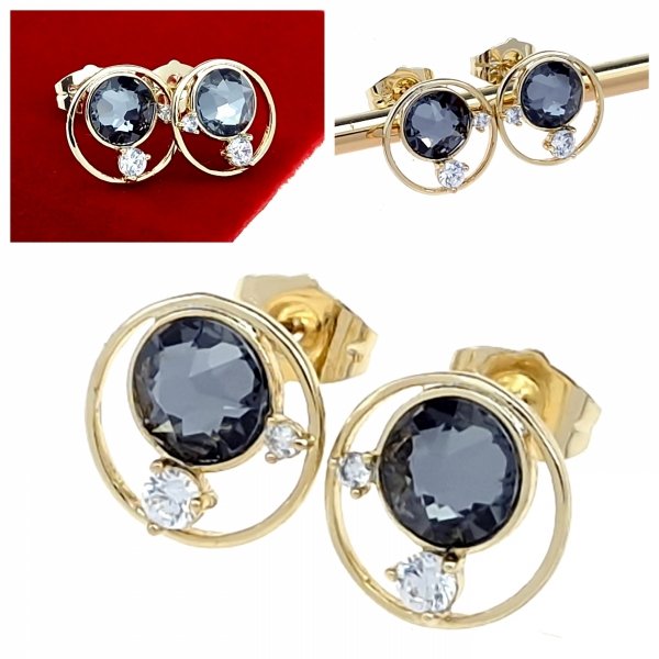 387f Kolczyki złote pozłacane cyrkonie wtyczki 14K Xuping Austrian Crystal