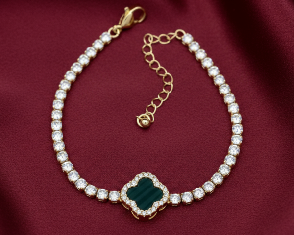 3747 Bransoletka elegancka złota 17+3cm pozłacana 14k koniczyna marokańska