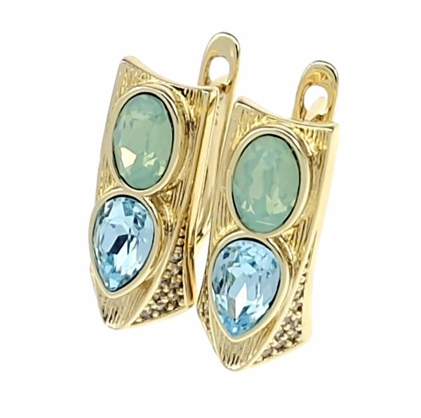 4177 Kolczyki złote Austrian Crystal pozłacane cyrkonie wiszące 14K Xuping Swaro