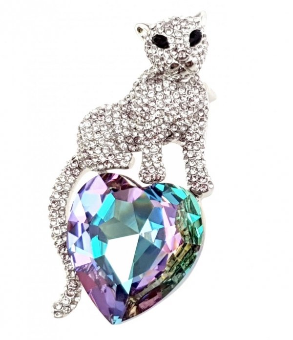 2173 Elegancka broszka srebrna cyrkonia Austrian Crystal