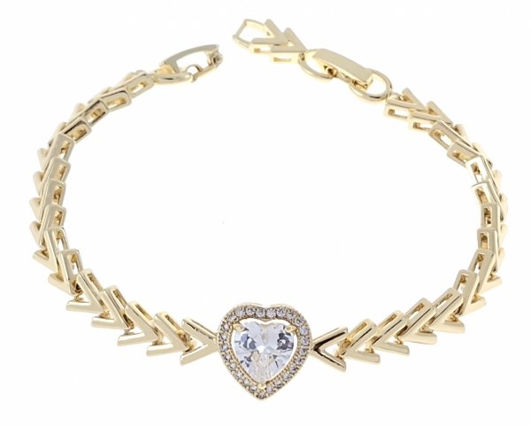 3920 Bransoletka złota elegancka cyrkonie 19cm pozłacana 14k Aisadi