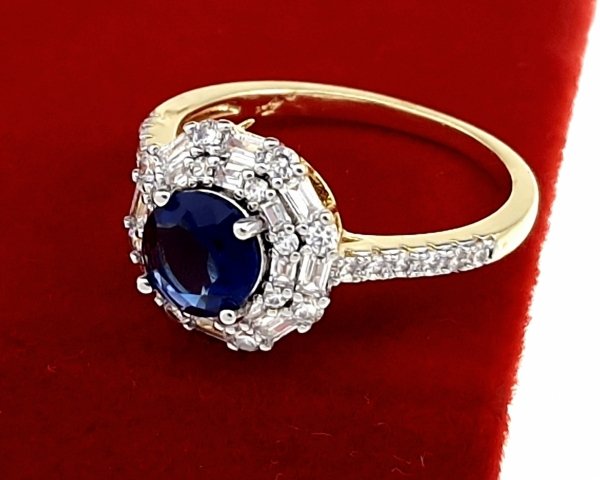 3207 Pierścionek złoty zaręczynowy błyszczący cyrkonie pozłacany 14k Viki Lady 