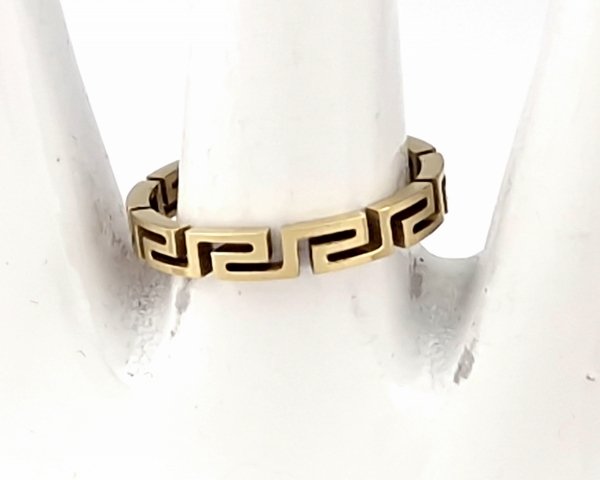 985 Pierścionek złoty stal chirurgiczna nierdzewna 316L wzór grecki