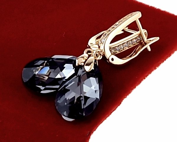 3590 Kolczyki złote Austrian Crystal cyrkonia pozłacane 18k Xuping wiszące