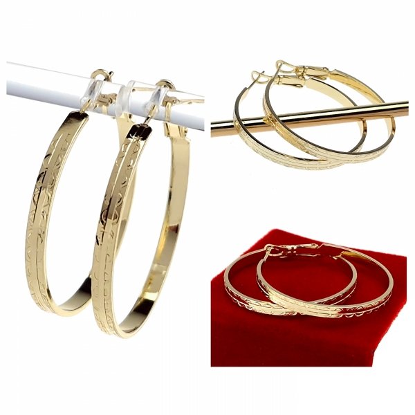 3040 Kolczyki złote pozłacane wiszące 14K Xuping koła 3,5cm