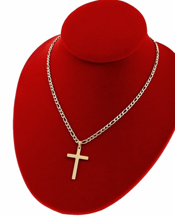 @2489b Złoty łańcuszek 42+5 naszyjnik stal chirurgiczna Blueberry celebrytka krzyżyk