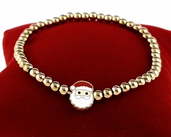 1005 Bransoletka świąteczna na gumce jubilerskiej stal chirurgiczna święty Mikołaj