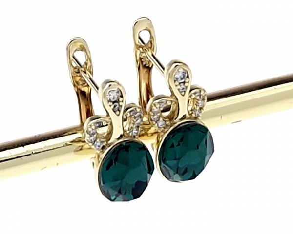 02017 Kolczyki złote pozłacane wiszące 14K Xuping cyrkonie