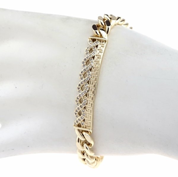 2973 Bransoletka elegancka złota 17+2cm pozłacana 14k wzór grecki
