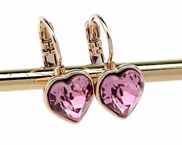 3848 Kolczyki złote Austrian Crystal cyrkonia pozłacane 18k Xuping wiszące serce