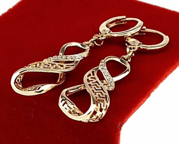 1907 Kolczyki złote cyrkonia pozłacane 18k Xuping wiszące