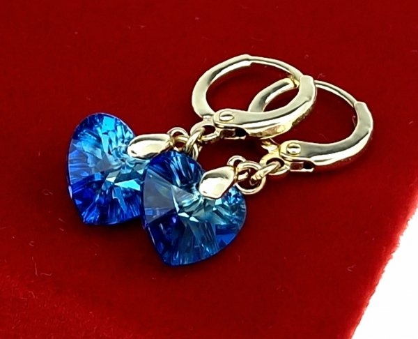 4754 Kolczyki złote pozłacane 14k wiszące Austrian Crystal