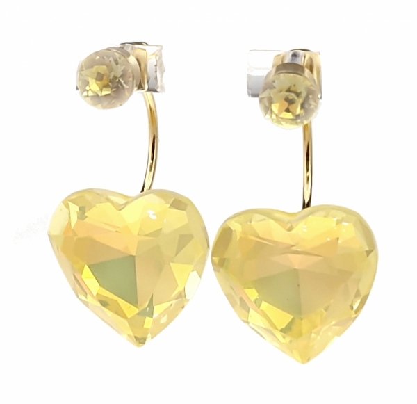 3479 Kolczyki złote pozłacane wiszące 14K serce