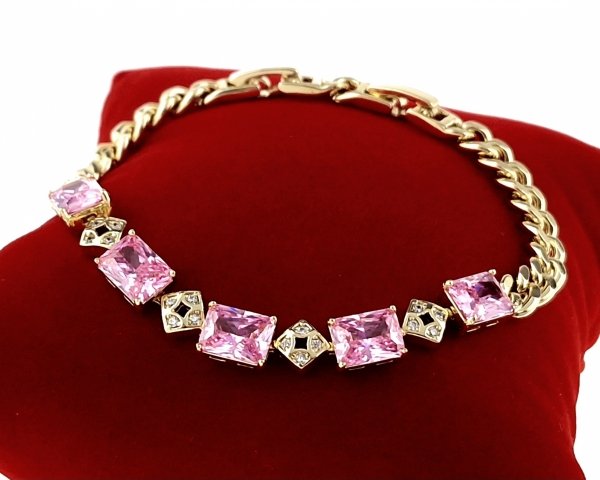4818 Bransoletka elegancka złota cyrkonie 18,5cm pozłacana 14k Xuping 