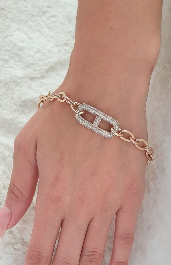 4003 Bransoletka złota cyrkonie 21cm pozłacana 18K Xuping