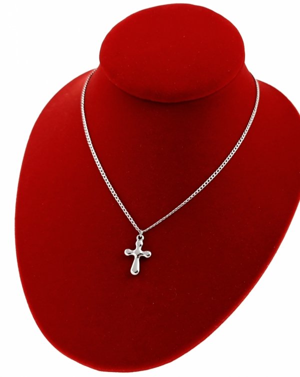 3206 Srebrny naszyjnik 41+5cm stal chirurgiczna 316L nierdzewna krzyż