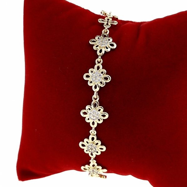 2030 Bransoletka złota elegancka cyrkonie 18,5cm pozłacana 14k Aisadi