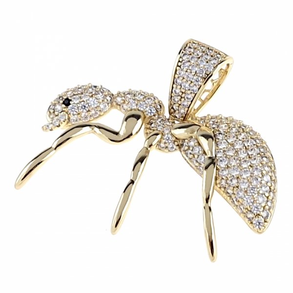 2515 Złota zawieszka cyrkonie błyszcząca pozłacana 14k Xuping mrówka