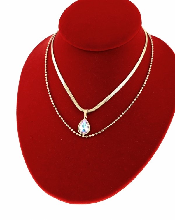 3586 Złoty łańcuszek naszyjnik 38+5 stal chirurgiczna 316L Viki lady