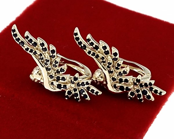 413 Kolczyki złote pozłacane 14k wiszące cyrkonie