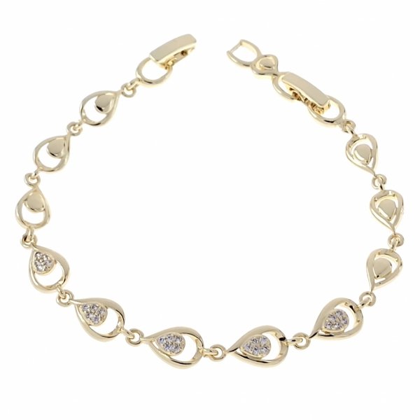 4308 Bransoletka złota elegancka cyrkonie 18,5cm pozłacana 14k Aisadi