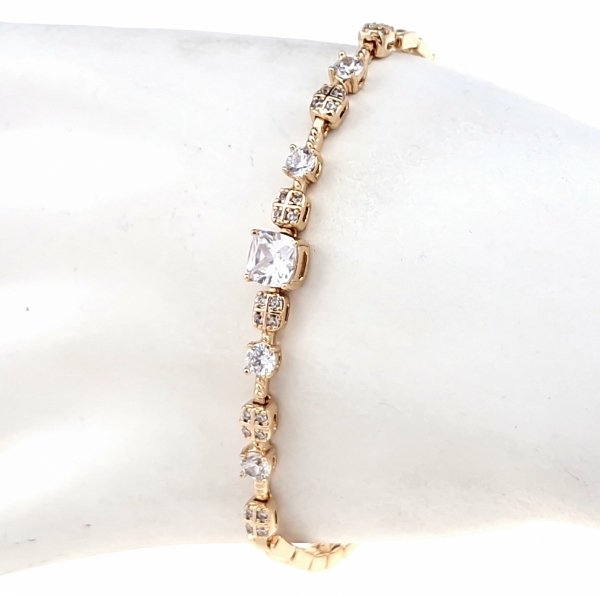 1672 Bransoletka cyrkonie złota 19,5cm pozłacana 18k Xuping