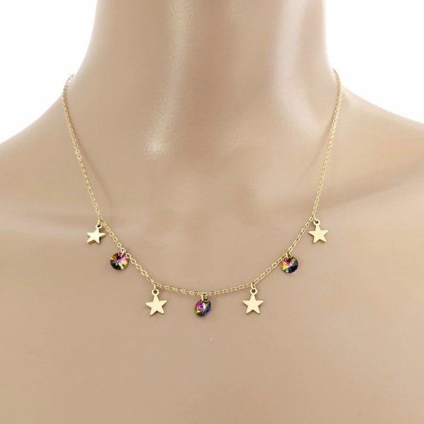 4922 Złoty łańcuszek Austrian Crystal 42+5 naszyjnik pozłacany 14K Xuping gwiazdki