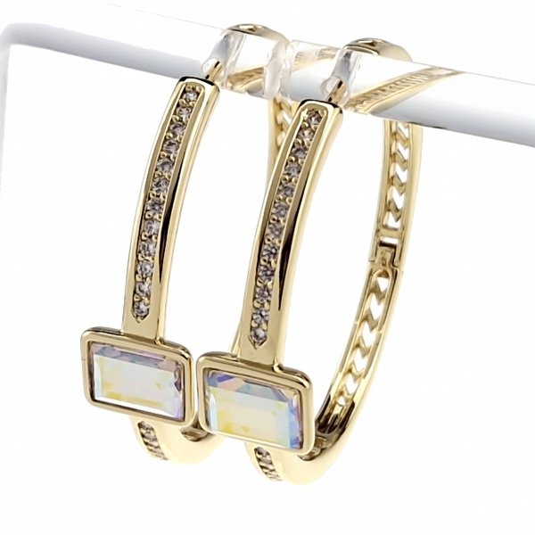 4365 Kolczyki złote pozłacane Austrian Crystal wiszące 14K cyrkonie Xuping 