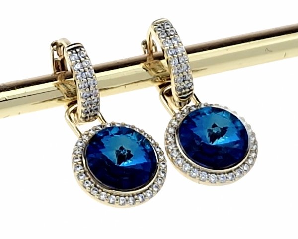 530b Kolczyki złote pozłacane cyrkonie wiszące 14K Xuping Austrian Crystal