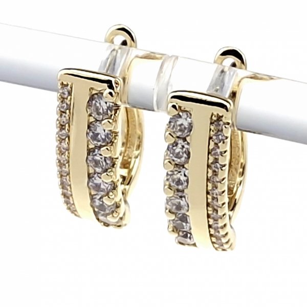 4202 Kolczyki złote pozłacane wiszące 14K cyrkonie 
