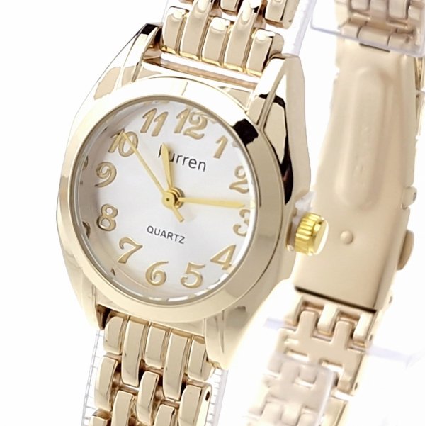2323c Ekskluzywny damski złoty zegarek błyszczący Kurren klasyk 