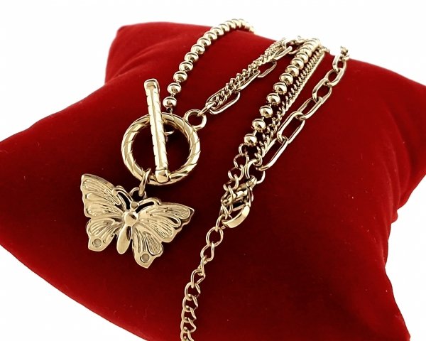 2120 Złoty łańcuszek naszyjnik 40+5cm stal chirurgiczna 316L motyl