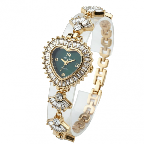 3376 Ekskluzywny damski złoty zegarek Kurren klasyk cyrkonie serce