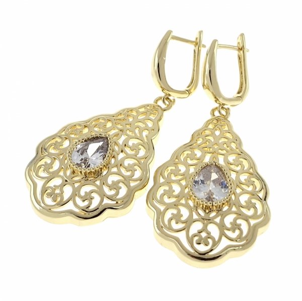 sz258 Kolczyki złote pozłacane 14k wiszące 