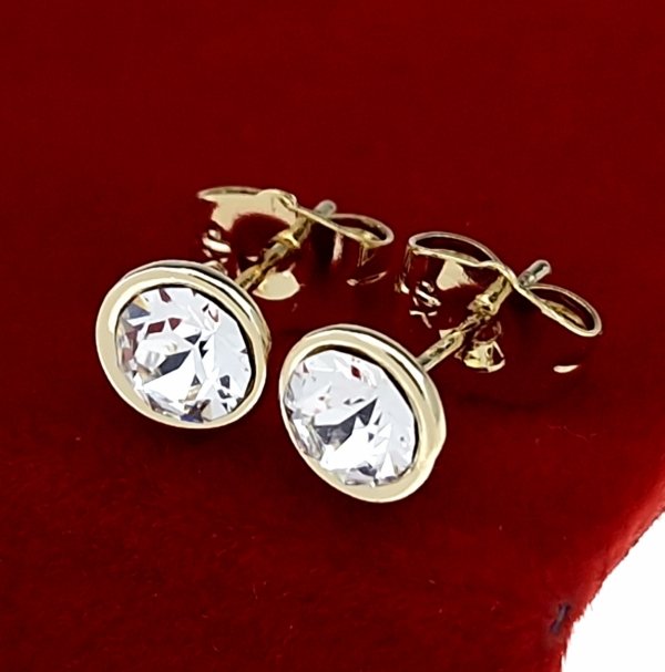 1927d Kolczyki złote pozłacane 14k wtyczki Austrian Crystal 