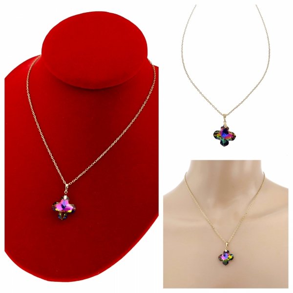 544d Złoty łańcuszek Austrian Crystal 40+5 naszyjnik pozłacany 14K Xuping