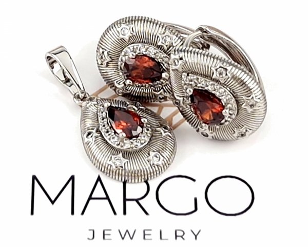 3173 Komplet srebrny kolczyki cyrkonie zawieszka pozłacany białym złotem Xuping 