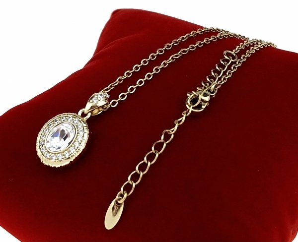 3866 Złoty łańcuszek naszyjnik 40+5cm pozłacany 14k Austrian Crystal 